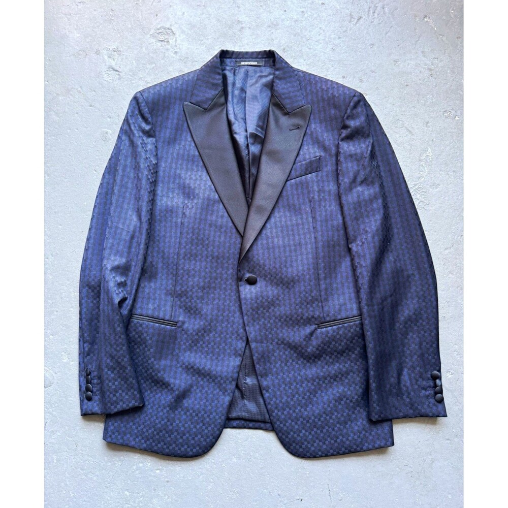 Emporio Armani Grid Check G Line Dinner Jacket Navy EU 52